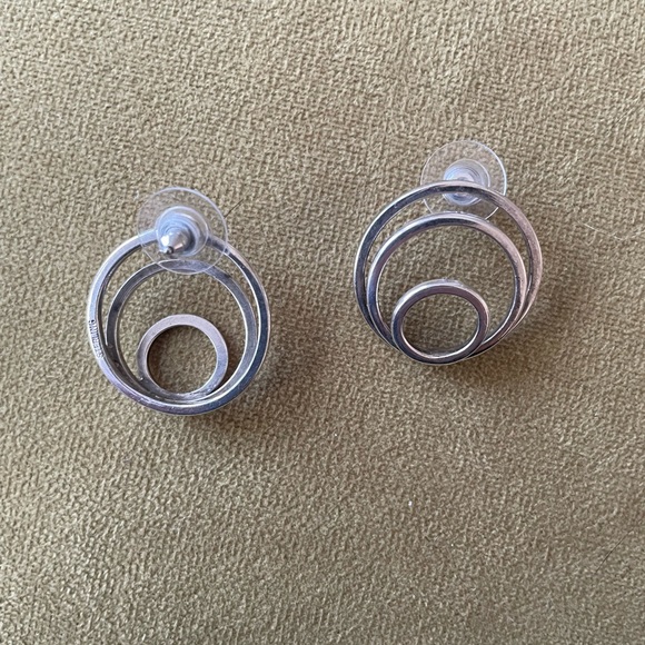 Triple Circle Silver Earrings - Picture 5 of 5